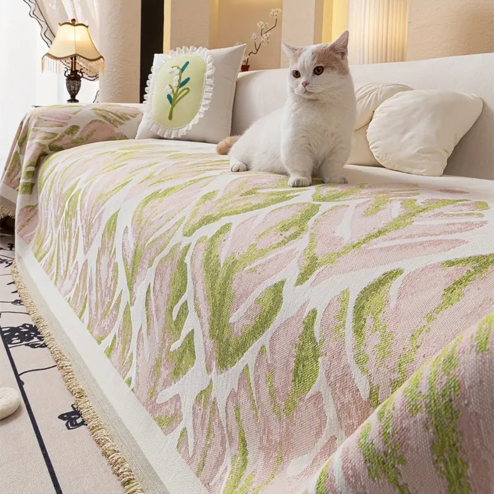 Skanto | Verdure Leaf Pattern Chenille Sofa Cover