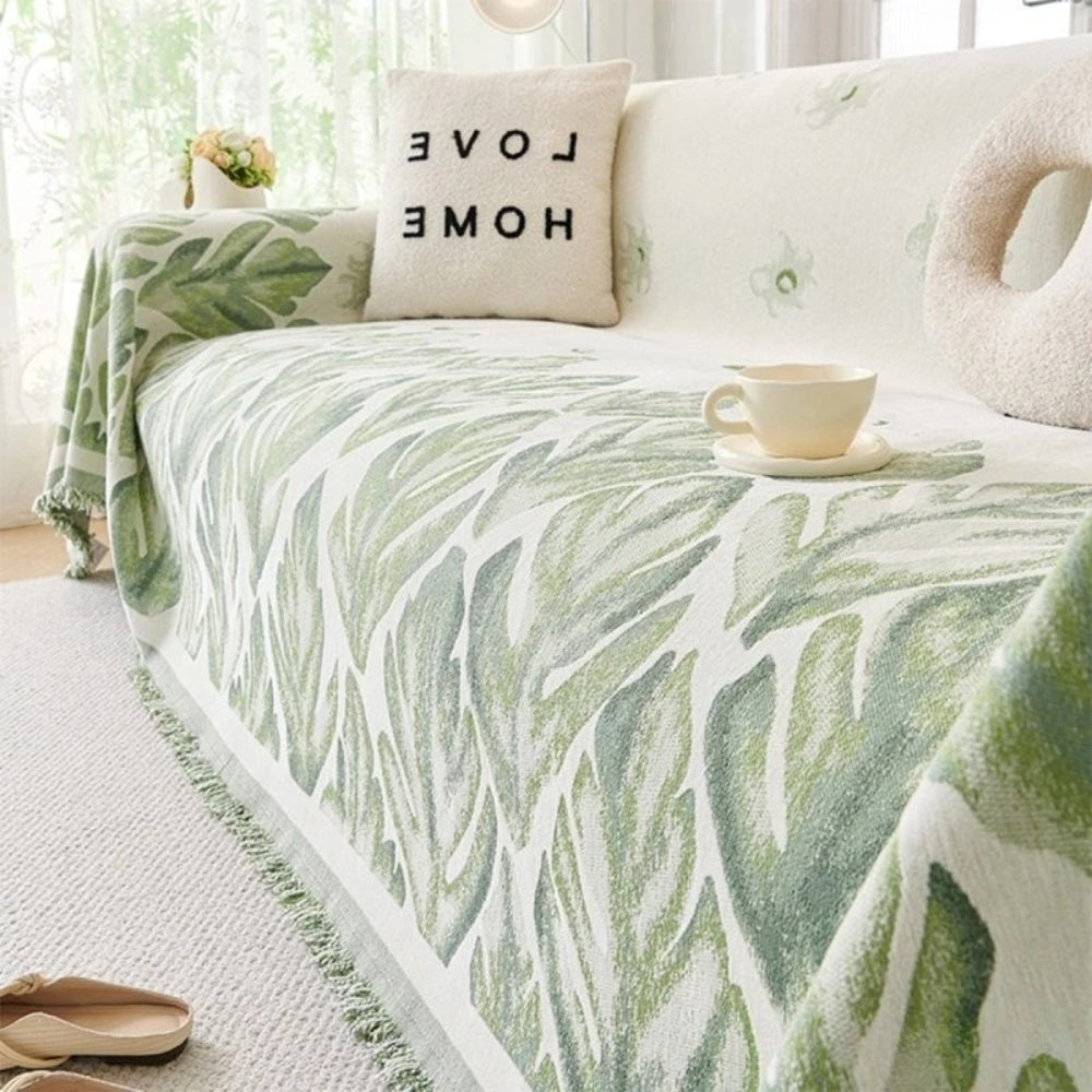 Skanto | Verdure Leaf Pattern Chenille Sofa Cover