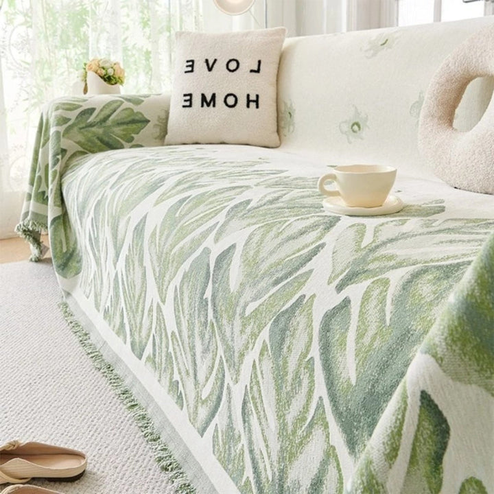Skanto | Verdure Leaf Pattern Chenille Sofa Cover