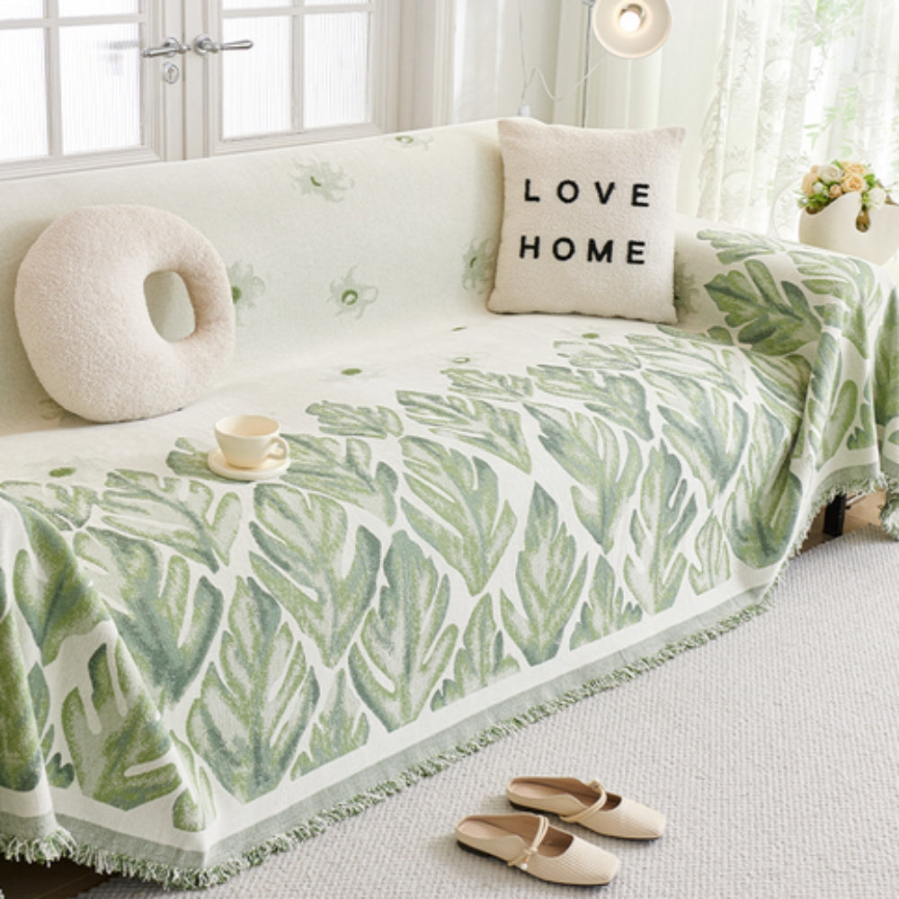 Skanto | Verdure Leaf Pattern Chenille Sofa Cover
