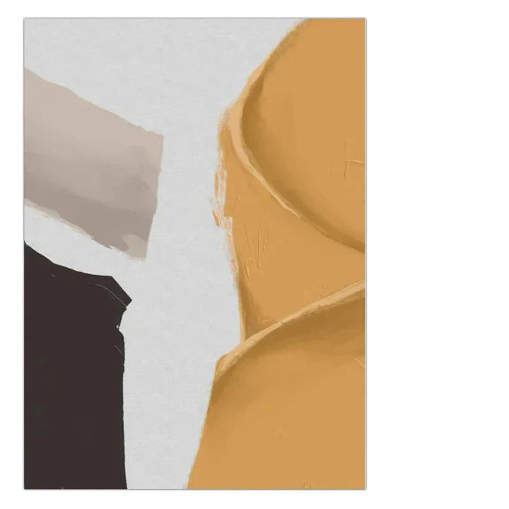 Vibrant Abstrakt Geometrisk Veggkunst Fine Art Lerretsutskrift - Sennepsgul, Beige, Hvit, Svart - Minimalistisk Moderne Veggkunst for Samtidsinteriør | Skanto