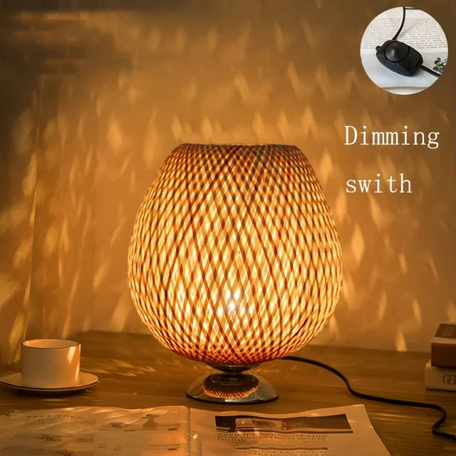 RustikkLys – Vintage-Bambus-Tabulaturlampe | Håndlaget & bærekraftig | Perfekt for stue & soverom