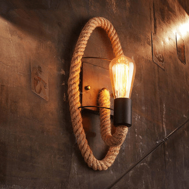 Skanto Vegglampe | Vintage Stil | Hamp Tau Lampe Design | Unik Dekorasjon | Miljøvennlig Vegglampe