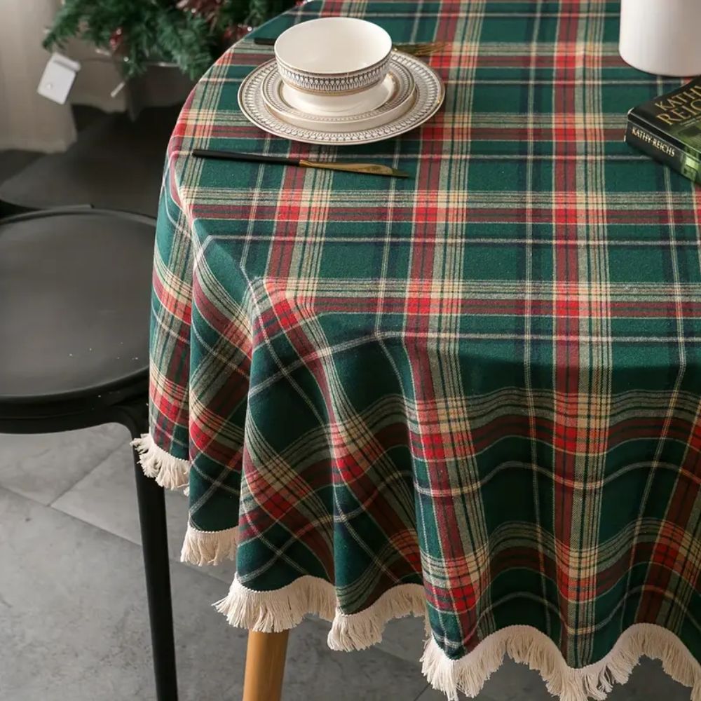Skanto | Vintage Holiday Plaid Rund Duken