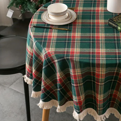 Skanto | Vintage Holiday Plaid Rund Duken
