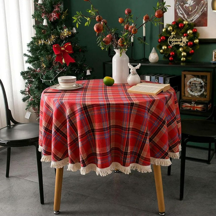 Skanto | Vintage Holiday Plaid Rund Duken