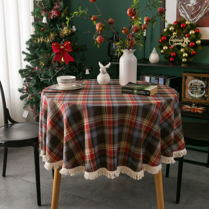 Skanto | Vintage Holiday Plaid Rund Duken