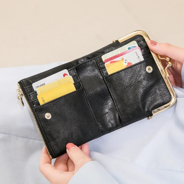 Skanto | Lommebok Veske | Vintage Kiss Lock Lite PU Skinn