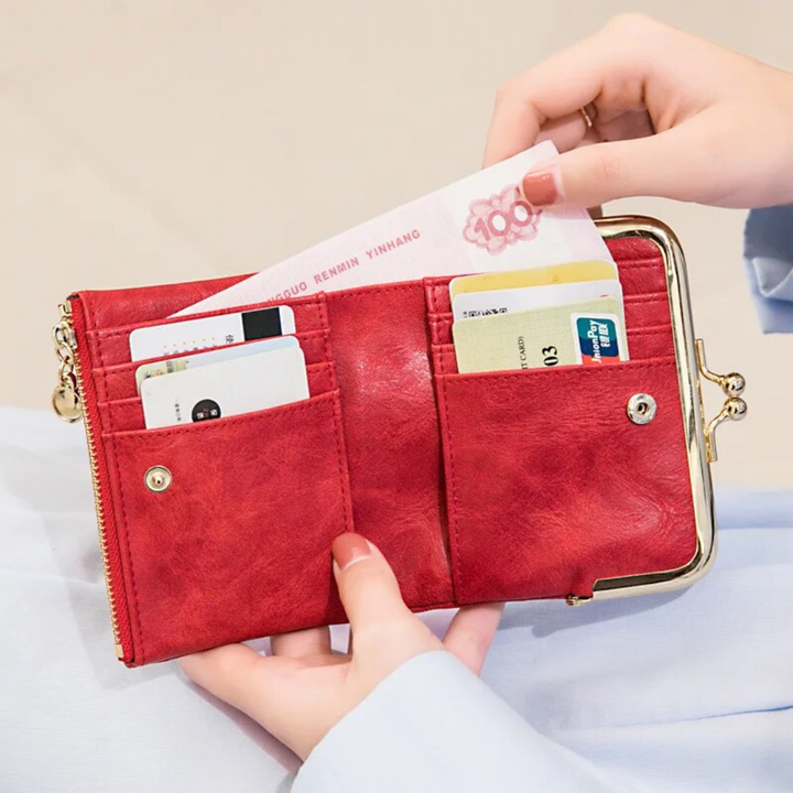 Skanto | Lommebok Veske | Vintage Kiss Lock Lite PU Skinn