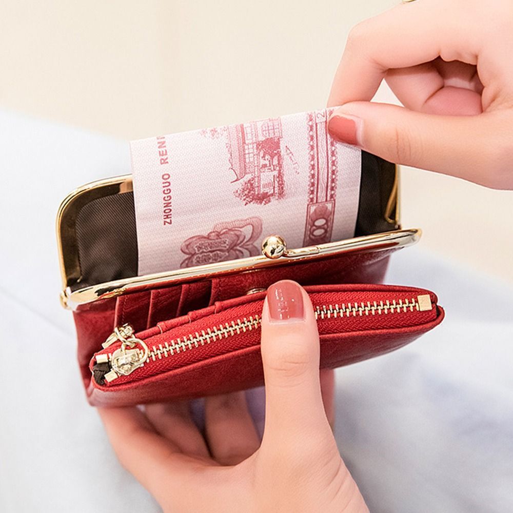 Skanto | Lommebok Veske | Vintage Kiss Lock Lite PU Skinn