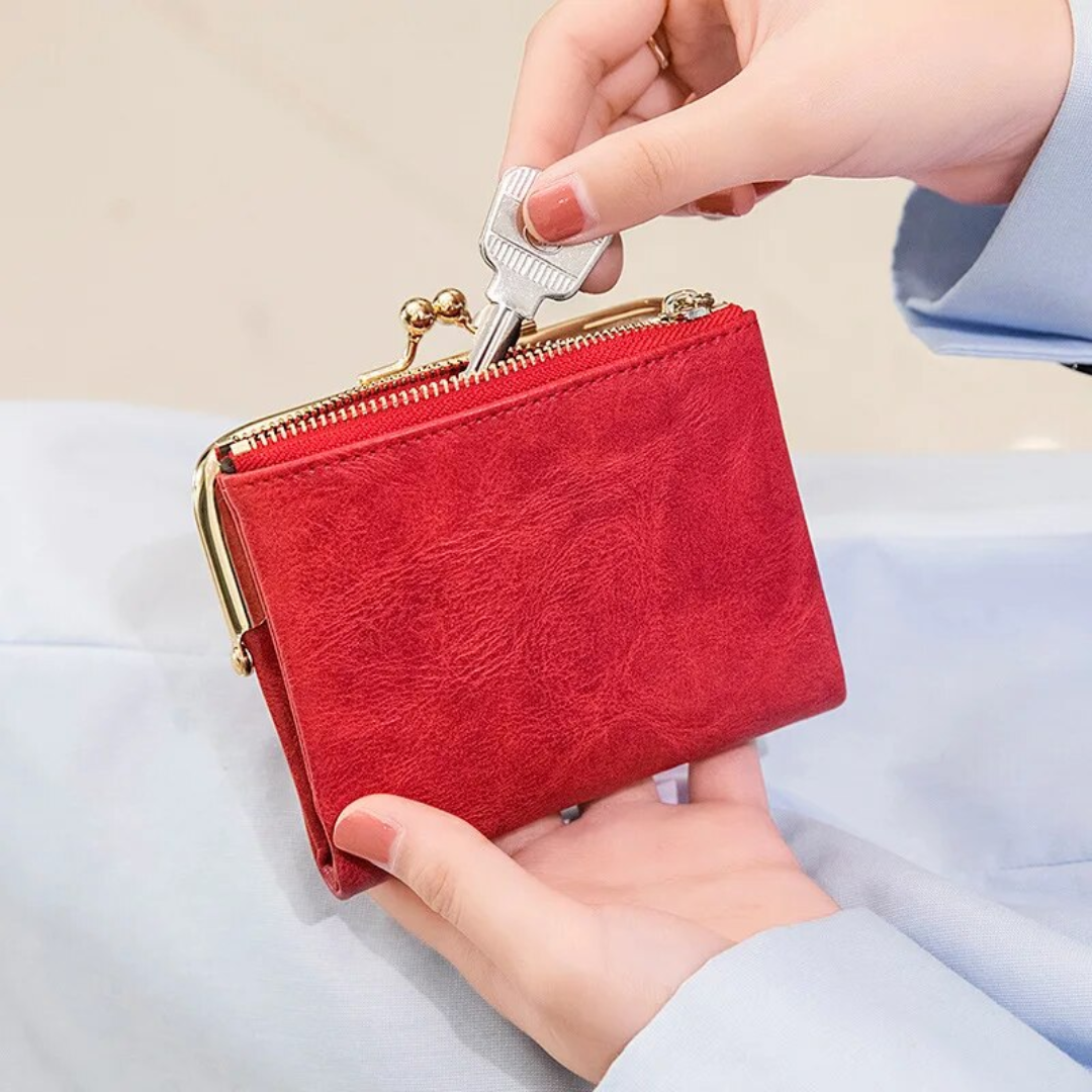 Skanto | Lommebok Veske | Vintage Kiss Lock Lite PU Skinn