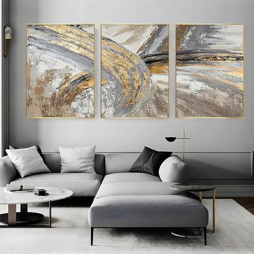 Vintage Golden Beige Abstract Veggkunst Kunstneriske Lerretsutskrifter Plakater Bilder for moderne Stue Soverom Lys Luksus Interiør | Skanto