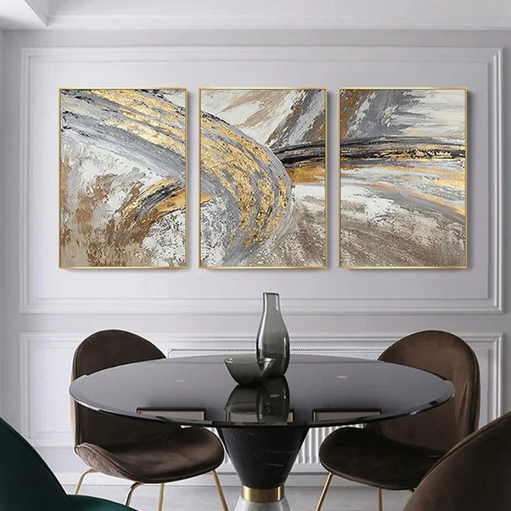 Vintage Golden Beige Abstract Veggkunst Kunstneriske Lerretsutskrifter Plakater Bilder for moderne Stue Soverom Lys Luksus Interiør | Skanto