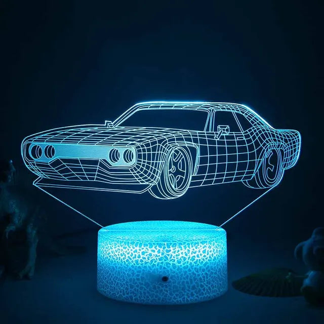 LED Nattlys - 3D Illusjonslampe for Barnerom, USB-lading | Skanto