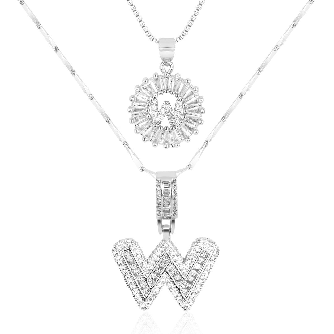 Skanto | 2pc 14k Diamant Bokstav Initial Halskjeder