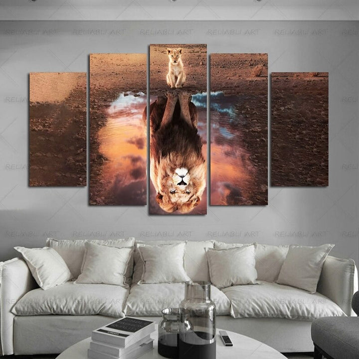 5 Paneler "Fargerik Dyremotiv"-Veggkunst Modulerte Bilder Plakat | Skanto