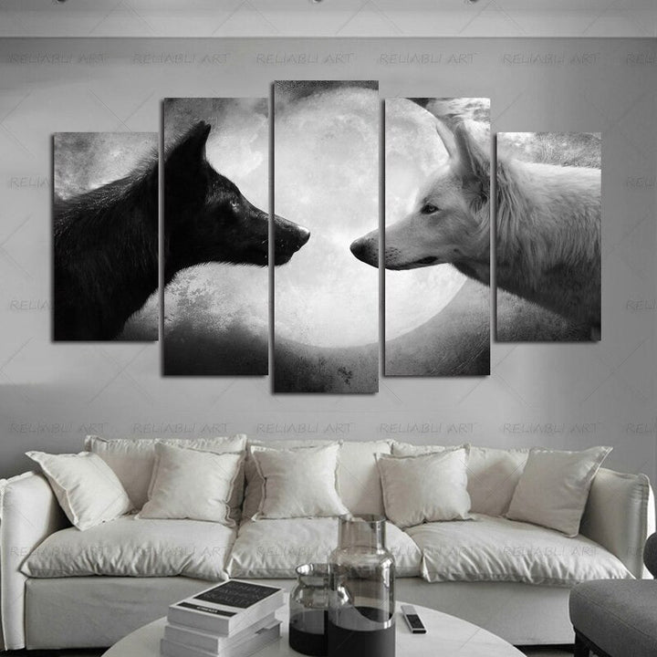 5 Paneler "Fargerik Dyremotiv"-Veggkunst Modulerte Bilder Plakat | Skanto