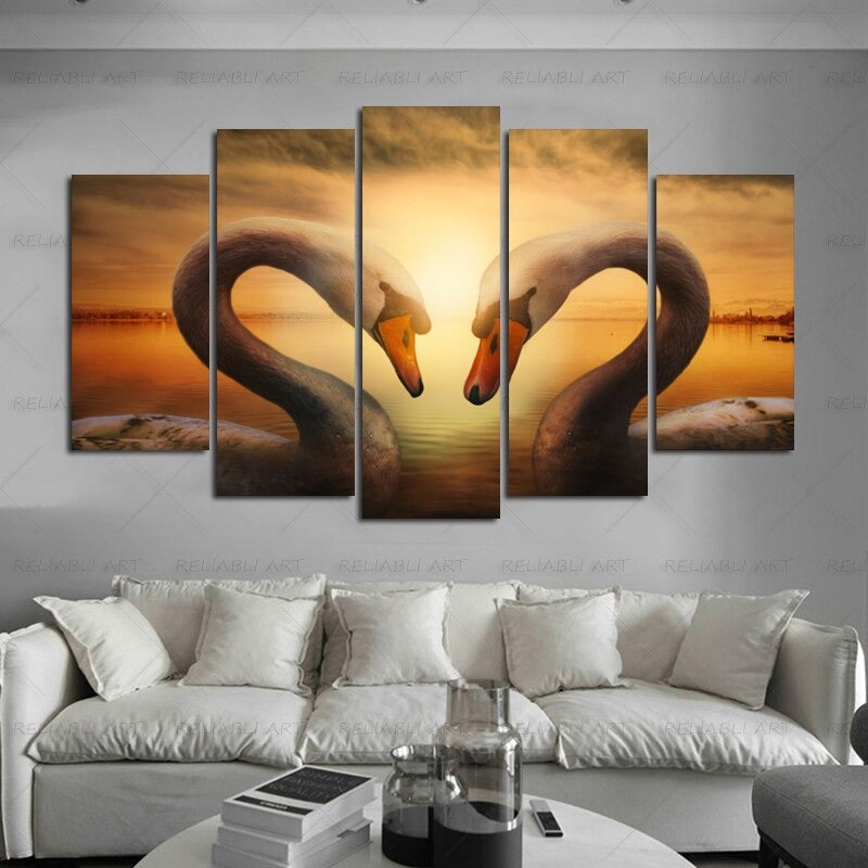 5 Paneler "Fargerik Dyremotiv"-Veggkunst Modulerte Bilder Plakat | Skanto
