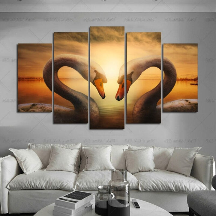 5 Paneler "Fargerik Dyremotiv"-Veggkunst Modulerte Bilder Plakat | Skanto