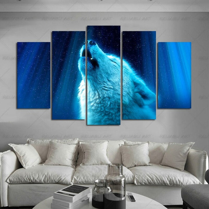 5 Paneler "Fargerik Dyremotiv"-Veggkunst Modulerte Bilder Plakat | Skanto