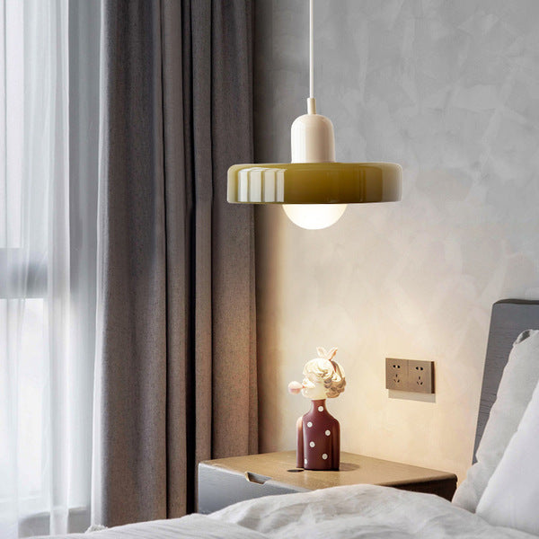 Skanto | Pendellampe laget av farget glass | Elegant hengelampe i Bauhaus-stil | Designlampe for stue og spisestue