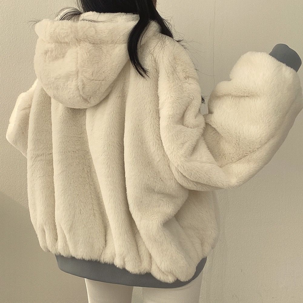 Skanto | Reversibel Fleece Damejakke – Varm Lett Vinterjakke med hette