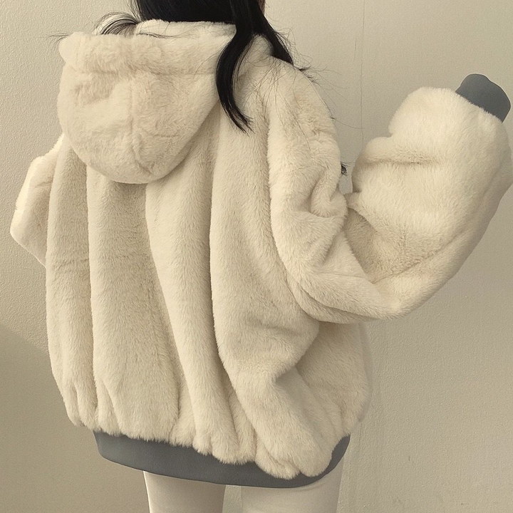 Skanto | Reversibel Fleece Damejakke – Varm Lett Vinterjakke med hette
