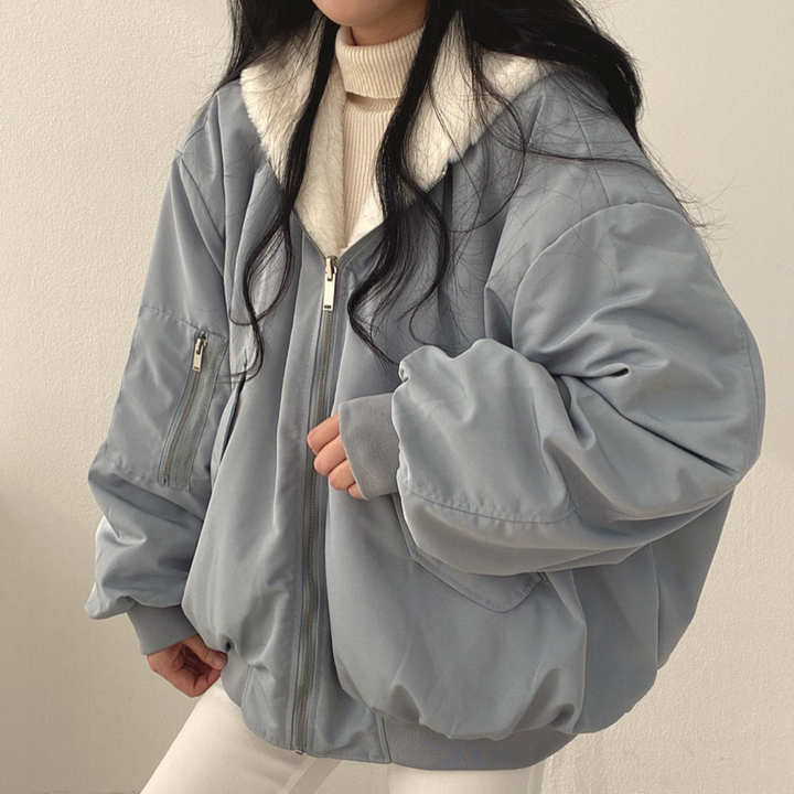 Skanto | Reversibel Fleece Damejakke – Varm Lett Vinterjakke med hette