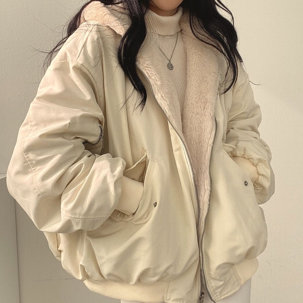 Skanto | Reversibel Fleece Damejakke – Varm Lett Vinterjakke med hette