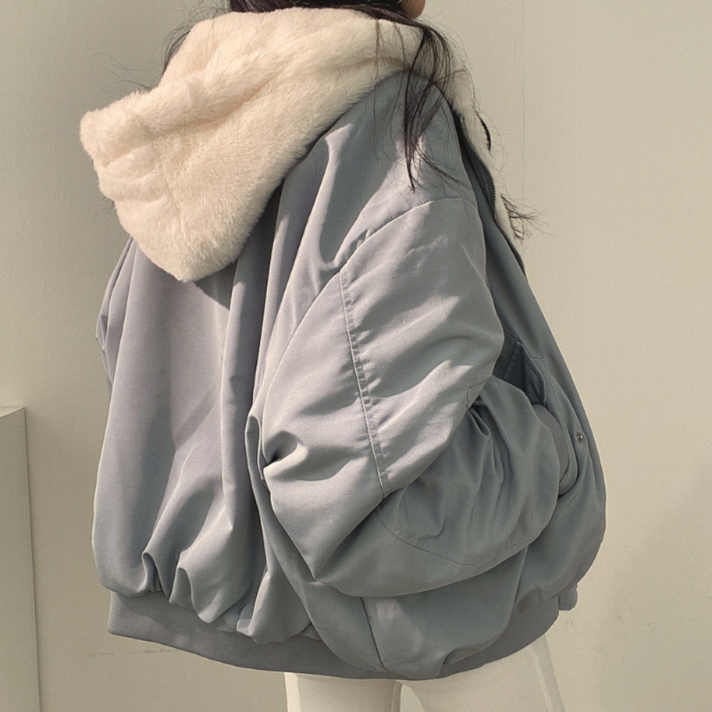 Skanto | Reversibel Fleece Damejakke – Varm Lett Vinterjakke med hette