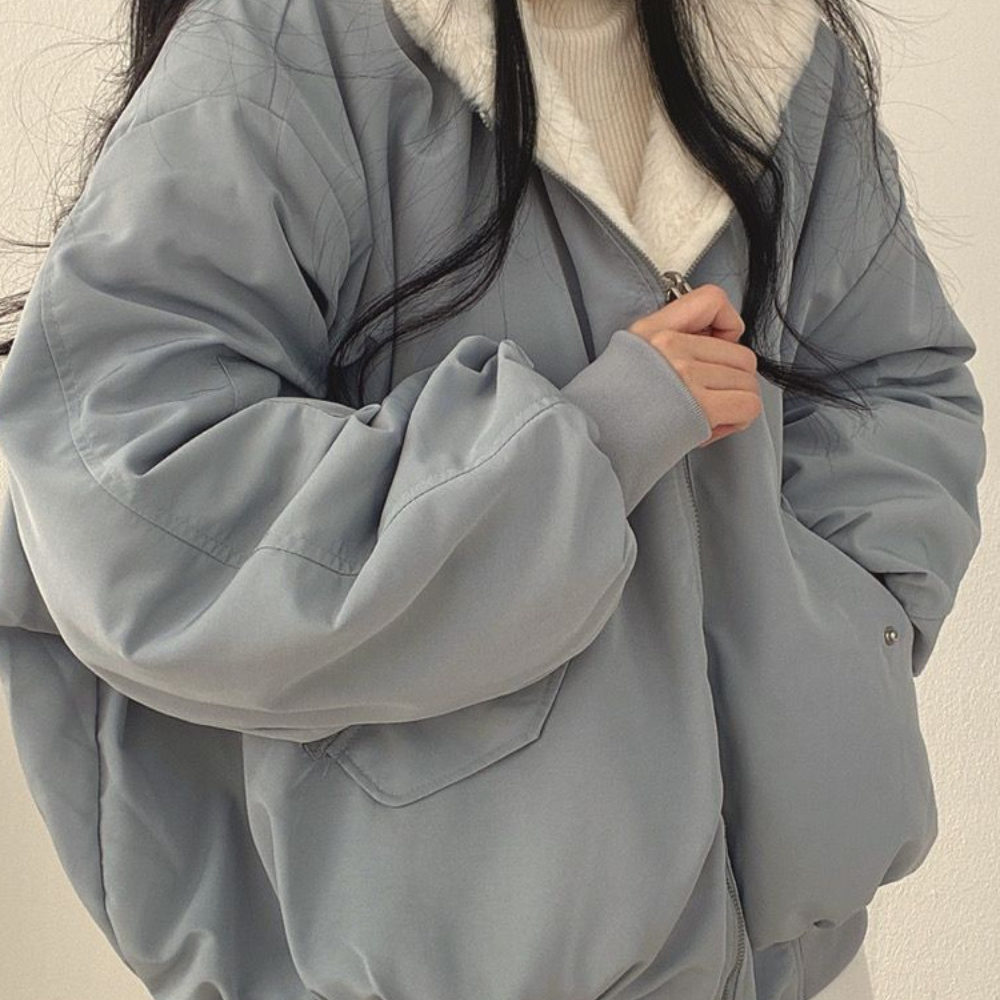 Skanto | Reversibel Fleece Damejakke – Varm Lett Vinterjakke med hette