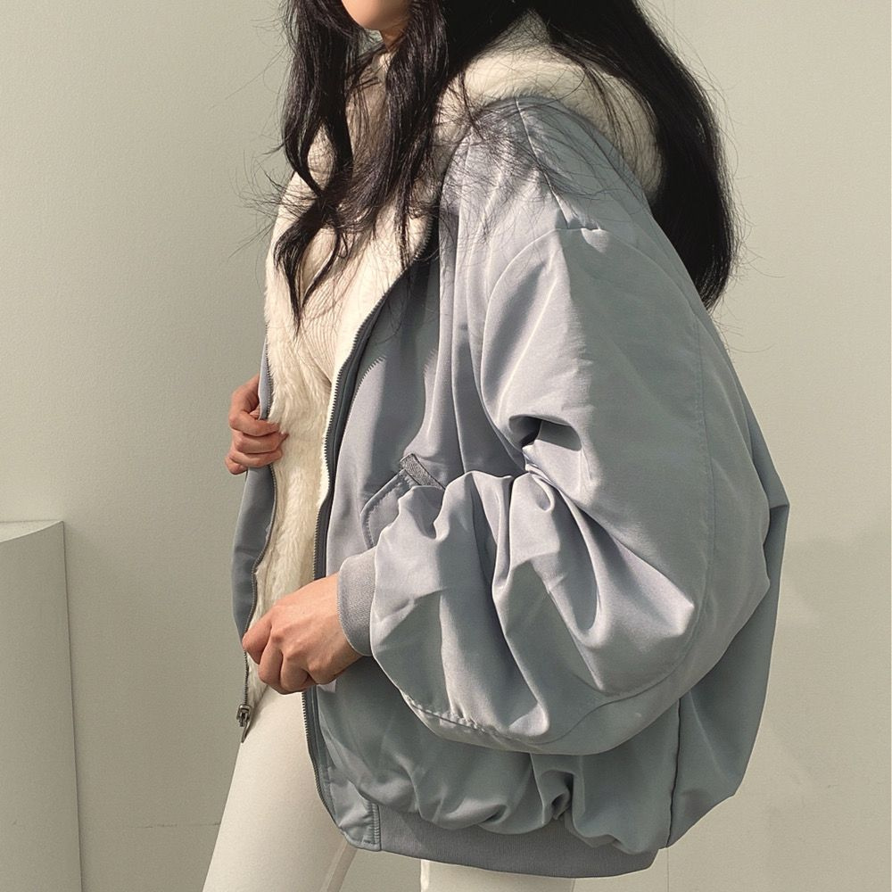 Skanto | Reversibel Fleece Damejakke – Varm Lett Vinterjakke med hette