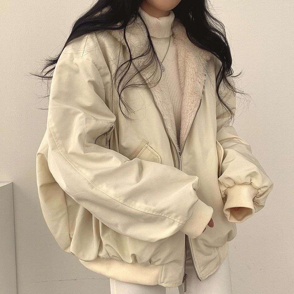 Skanto | Reversibel Fleece Damejakke – Varm Lett Vinterjakke med hette