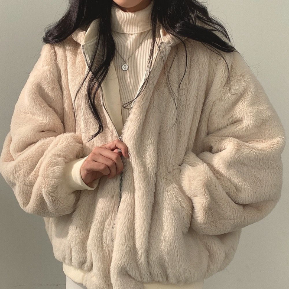 Skanto | Reversibel Fleece Damejakke – Varm Lett Vinterjakke med hette