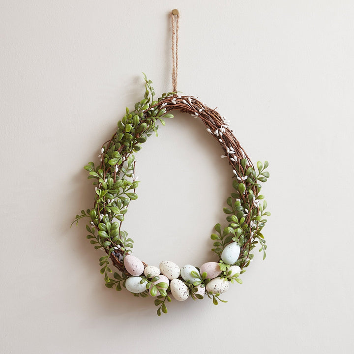 Skanto | 35cm påskekransdekorasjon i eggform med mikrofeilys