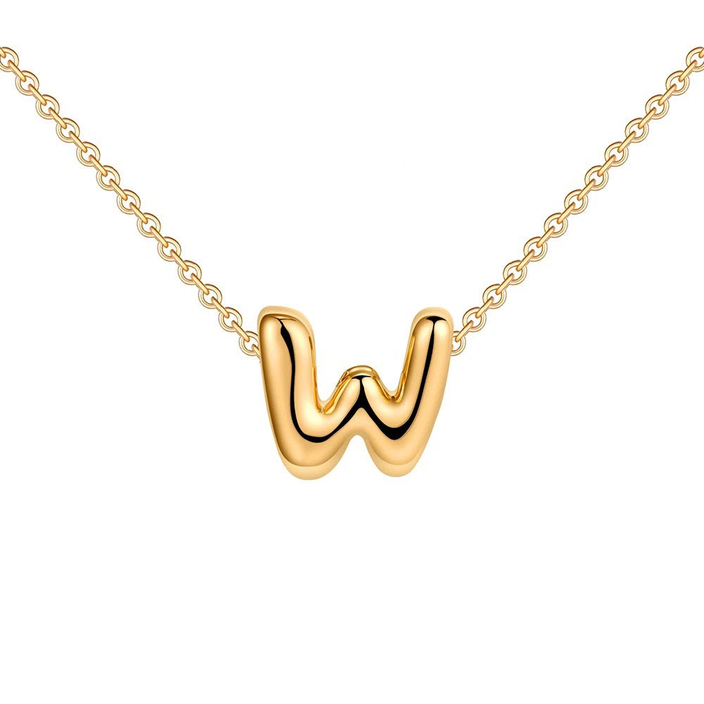Skanto | Dainty Bubble Letter Initial Necklace