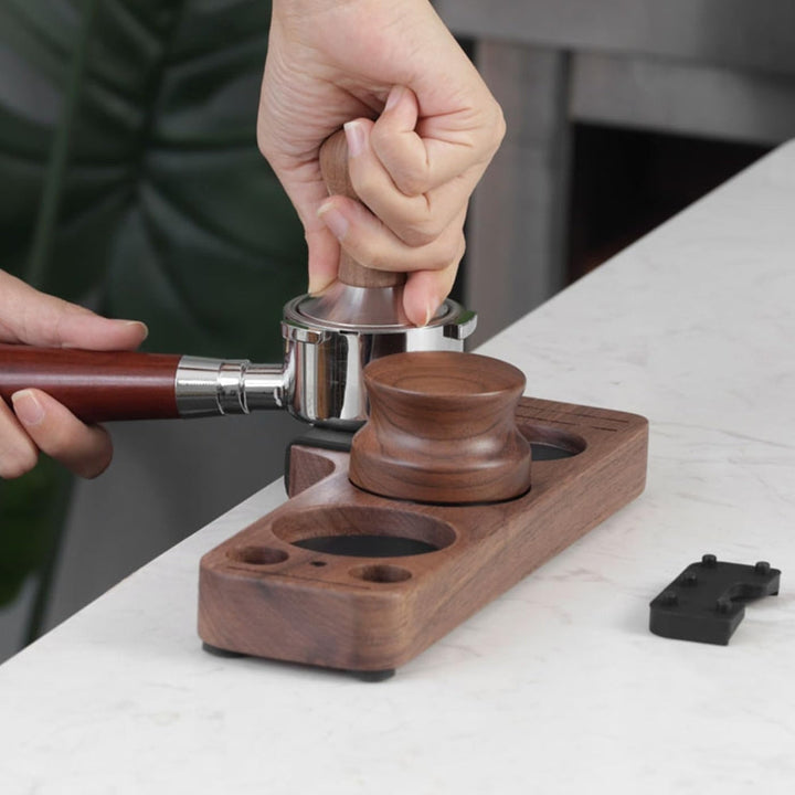 Skanto | Valnøtt Espresso Tamper Stasjon Kaffe Bar Stativ