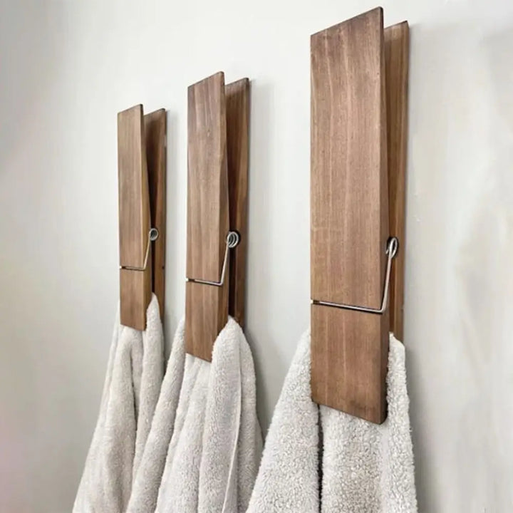 Skanto | Veggmontert håndkleklips – Ingen boring – Moderne tredesign – Sterk klebeoverflate