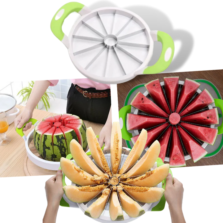 Skanto | Rustfritt stål vannmelonskiver – 12-skivert fruktkutter med antisklibeholdere