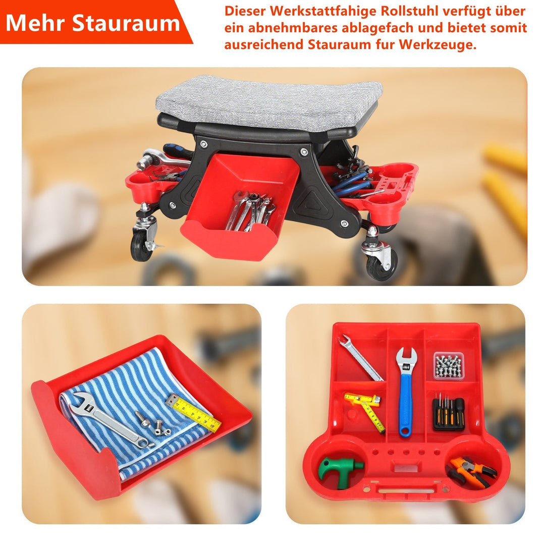Workshop stool rullestol med lagringsboks | Skanto