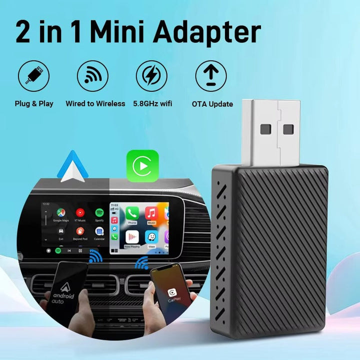 Skanto | 2 i 1 USB Mini Trådløs CarPlay