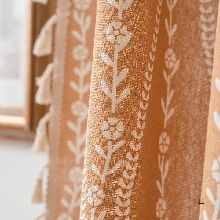 Skanto | Weat mønster beige frynse gardin