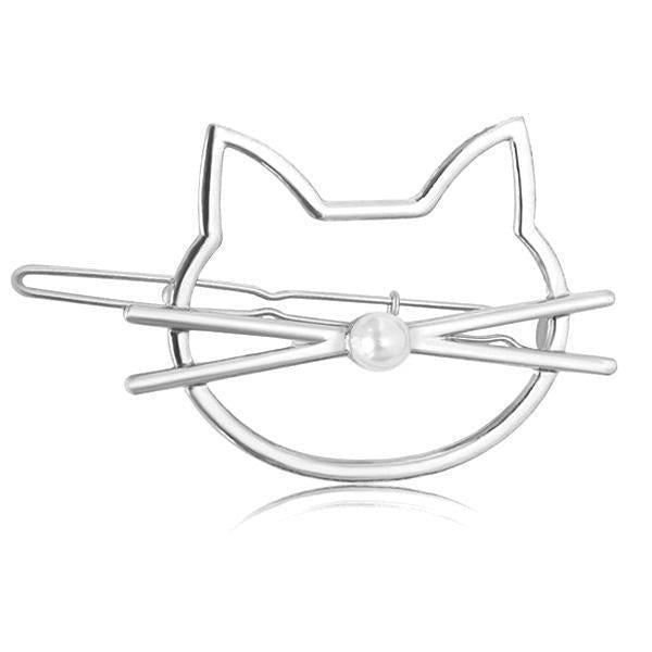 Whiskered Cat Pearl Hair Clip | Skanto