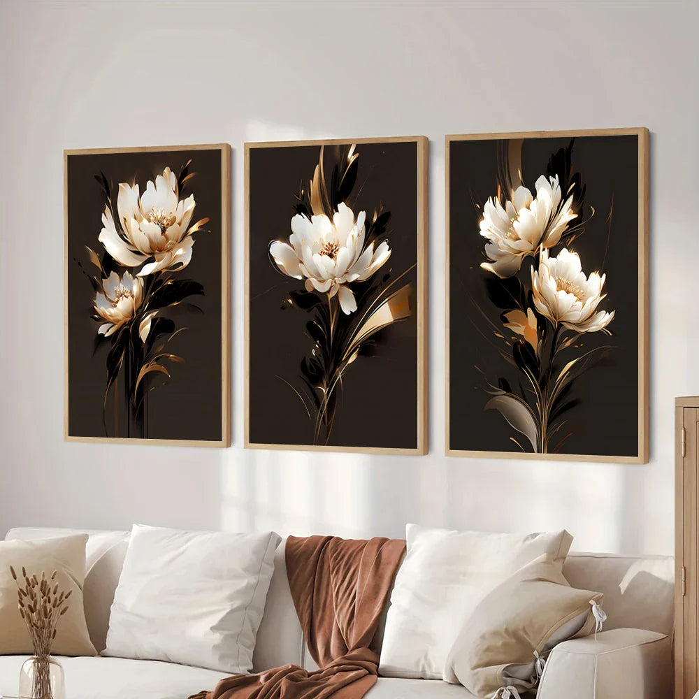 Hvit blomsterblad veggkunst Fin kunstlerrettrykk Moderne botanikk Blomsterbilder For stue Soverom Hotellrom Kunstdekor | Skanto