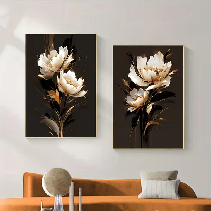 Hvit blomsterblad veggkunst Fin kunstlerrettrykk Moderne botanikk Blomsterbilder For stue Soverom Hotellrom Kunstdekor | Skanto