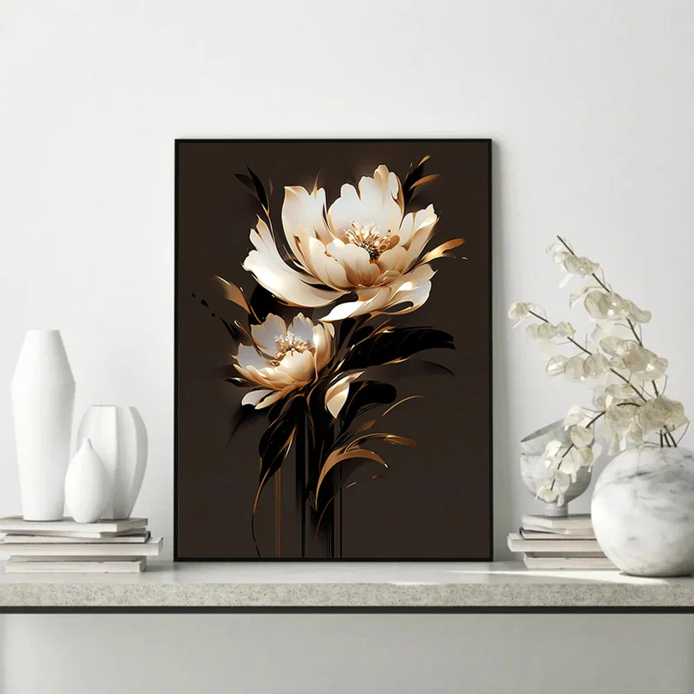 Hvit blomsterblad veggkunst Fin kunstlerrettrykk Moderne botanikk Blomsterbilder For stue Soverom Hotellrom Kunstdekor | Skanto
