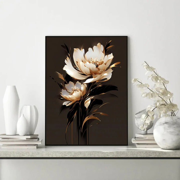 Hvit blomsterblad veggkunst Fin kunstlerrettrykk Moderne botanikk Blomsterbilder For stue Soverom Hotellrom Kunstdekor | Skanto