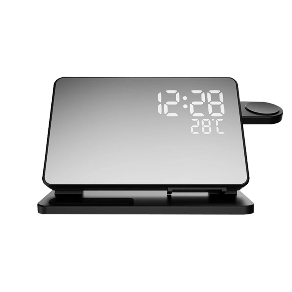 3-i-1 Hurtiglader | Premium Trådløs Hurtiglader Dockingstasjon med Vekkerklokke | for Apple iPhone, Watch og AirPods