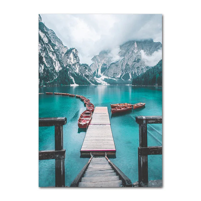 Villnatur Landskap Fjellinnsjø Skog Veggkunst Fine Art Lerretsutskrifter Bilder av Ro for Stue Spisestue Kunst Dekor | Skanto