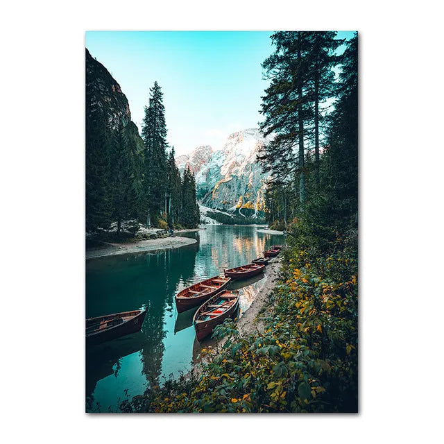 Villnatur Landskap Fjellinnsjø Skog Veggkunst Fine Art Lerretsutskrifter Bilder av Ro for Stue Spisestue Kunst Dekor | Skanto